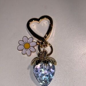 Strawberry and Daisy purse/bag charm keychain nwt